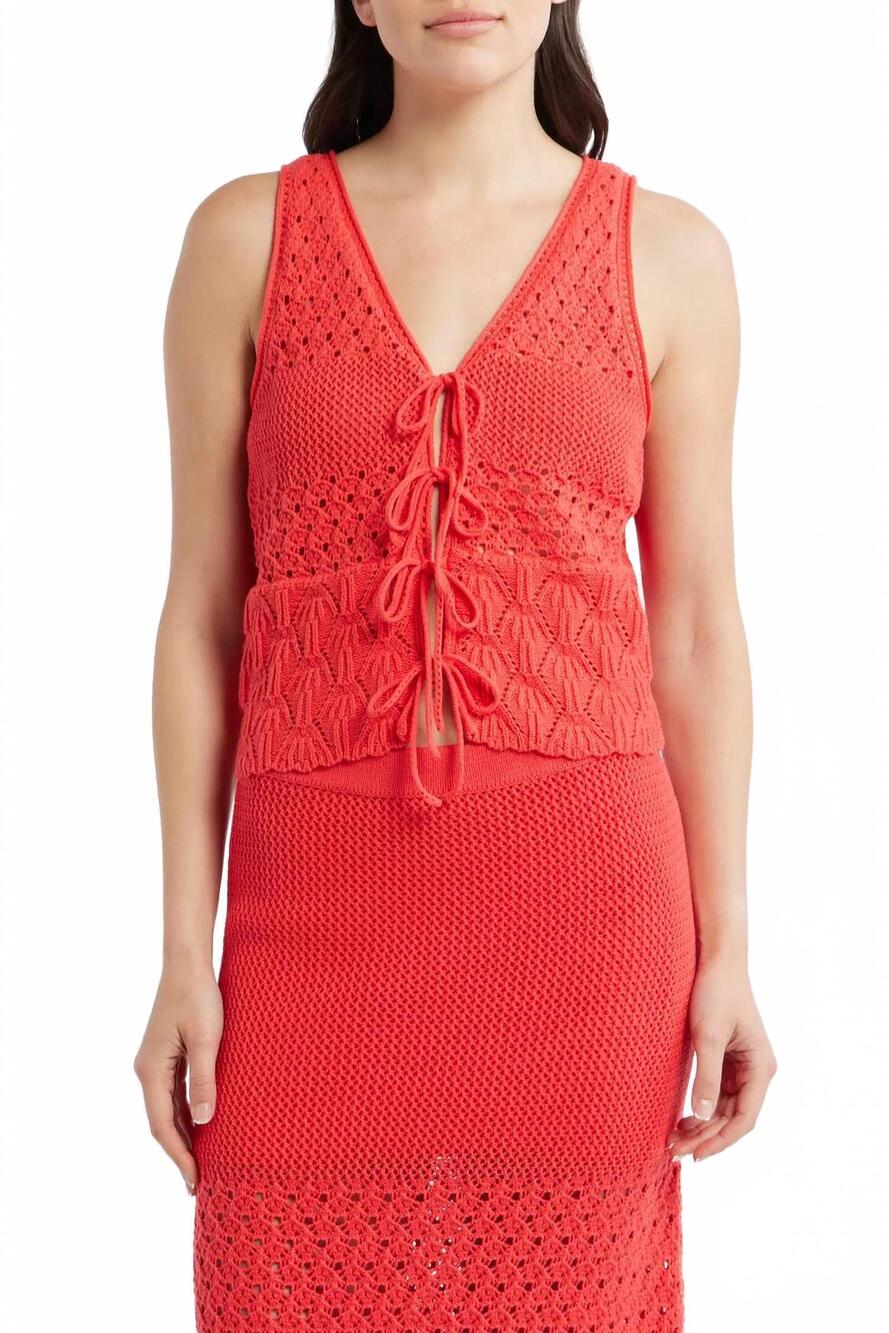 NEW MARINE LAYER amada sweater vest in red